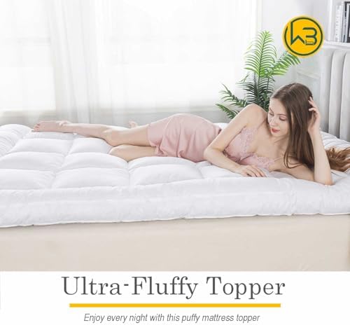 WhatsBedding Feather Bed Mattress Topper Memory Foam with Down Alternative