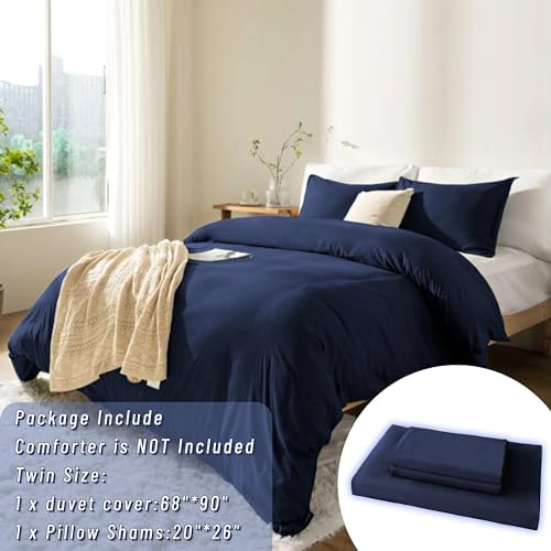 KINMEROOM Navy Blue Duvet Cover Set for Kids