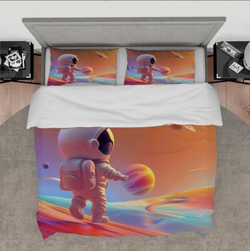HOBBOY Colorful Astronaut Duvet Cover Set 3 Piece
