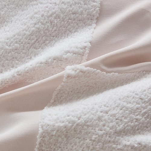 Kids Comforter Set Bed in a Bag Chenille Checkered Blush Pink