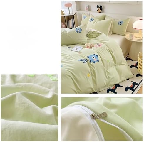 Washed Cotton Cartoon Duvet Cover Set Queen Size