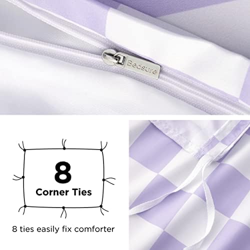 Bedsure Duvet Cover Twin Set - Reversible Checkered with Zipper Closure