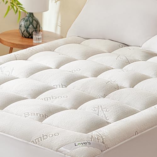Loves Cabin Queen Mattress Topper Breathable 900 GSM Bamboo Rayon Pad