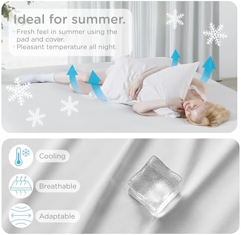 KUB Mattress Topper with Cooling Protector and Fitted Sheet Set