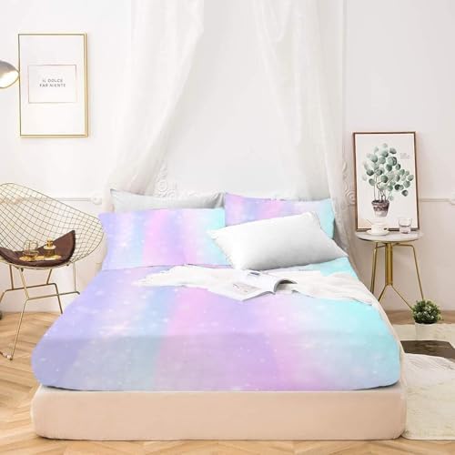 MUSOLEI Colorful Girls 3D Rainbow Sheet Set
