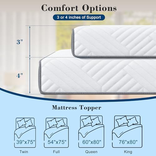 EnHomee 3 Inch Queen Memory Foam Mattress Topper with Cooling Gel