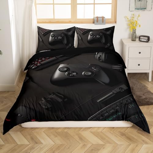 Feelyou Gaming Bedding Set Queen Size Black Zipper Closure