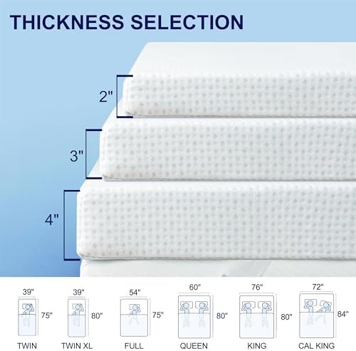 Subrtex 3 Inch Mattress Topper Cover with Zippers Full Size