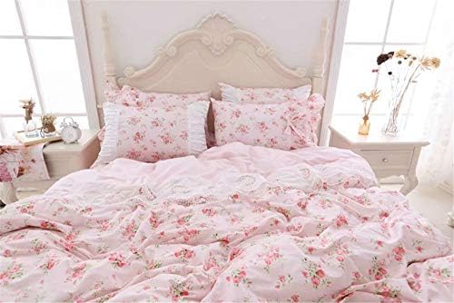 LELVA Romantic Rose Bedding Duvet Cover Set with Skirt