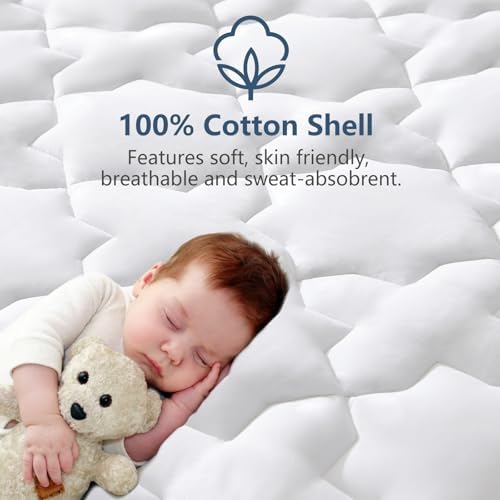 CozyLux Cal King Mattress Pad Deep Pocket 21 Non Slip Cotton Cooling Topper