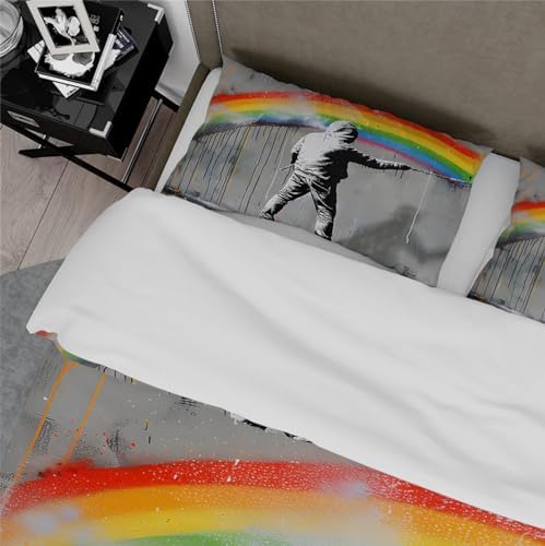 HOBBOY Graffiti Kids Duvet Cover Set Twin XL 3 Pieces Rainbow Print