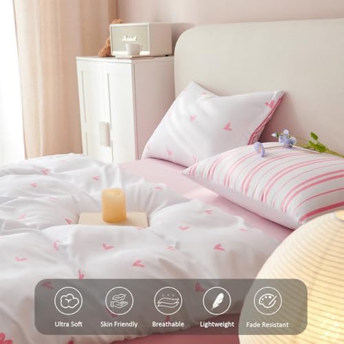 Erwinmu Heart Pattern Duvet Cover Set Twin Size