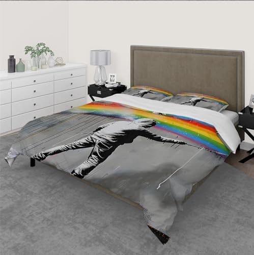 HOBBOY Graffiti Kids Duvet Cover Set Twin XL 3 Pieces Rainbow Print