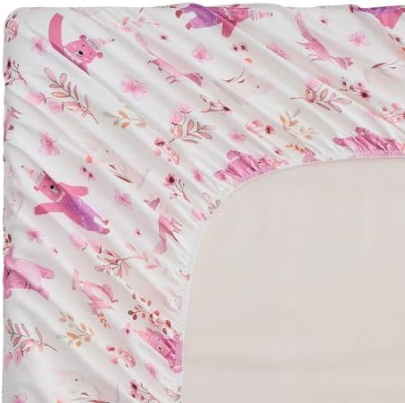 Gogreen Kids Bed Sheet Set Twin Size 3PCS Pink Bear Microfiber