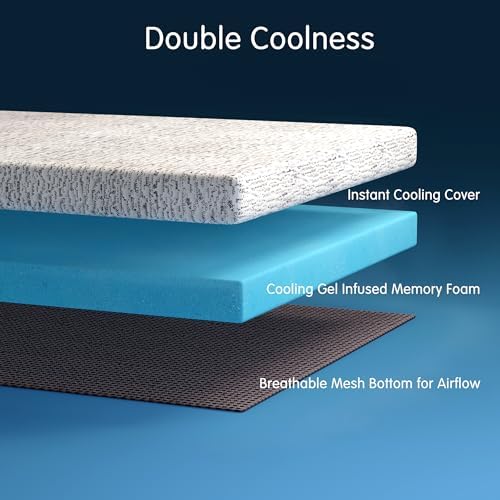 CHUN YI Cooling Mattress Topper 4 Inch Gel Memory Foam