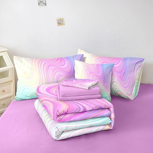 Helloosuu Pink Twin Bedding Set 7PCS Kids Comforter