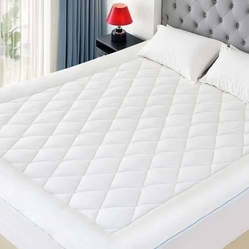 HOMTEC Cal King Mattress Pad Cotton Cover 3 Layers Protection