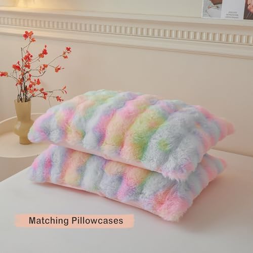 LIFEREVO Fluffy Faux Rabbit Fur Duvet Cover Set