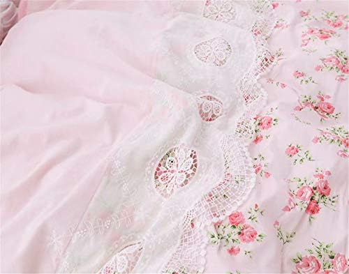 LELVA Romantic Rose Bedding Duvet Cover Set with Skirt