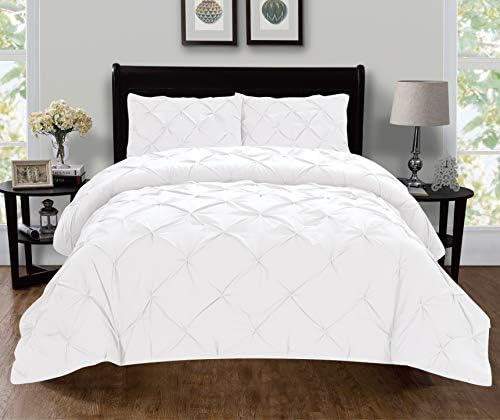 Elegant Comfort 401RW Pintuck Duvet Cover Set - White KingCalifornia King