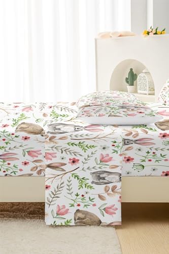 QOOMO Cartoon Rabbit Microfiber Bedding Set