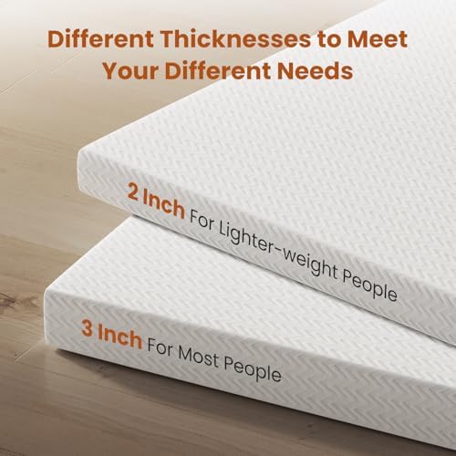 Wellos 2 Inch Gel Memory Foam Mattress Topper Full White