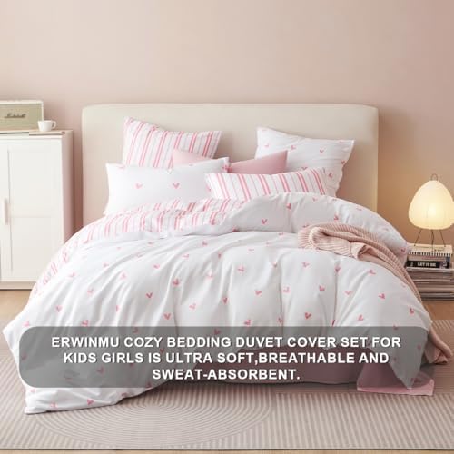 Erwinmu Heart Pattern Duvet Cover Set Twin Size
