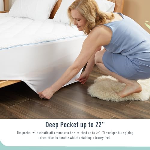 HOMTEC Cal King Mattress Pad Cotton Cover 3 Layers Protection