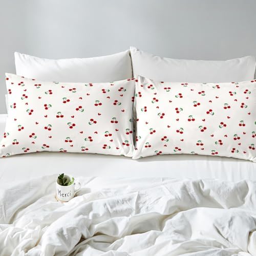 Feelyou Kids Red Cherry Fitted Sheet Set Twin Size
