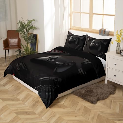 Feelyou Gaming Bedding Set Queen Size Black Zipper Closure