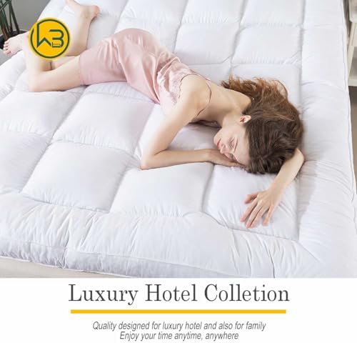 WhatsBedding Feather Bed Mattress Topper Memory Foam with Down Alternative