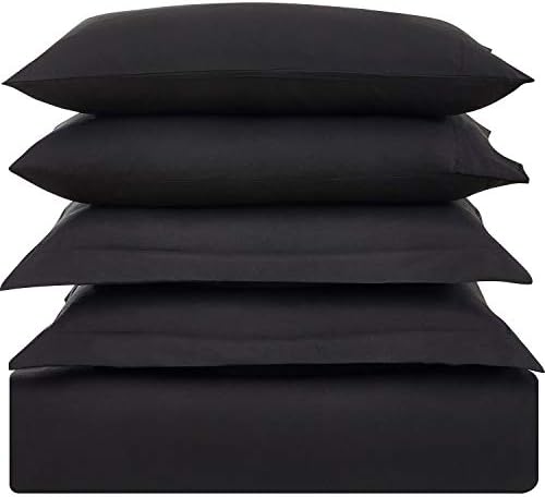 Mellanni Duvet Cover Set - Queen Size Black 5 PC Iconic Collection