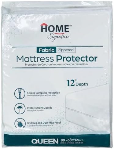 Home Signature Zippered Waterproof Mattress Protector Queen Size