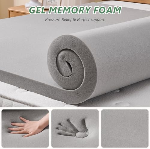 Homemate Twin XL Mattress Topper with Cooling Gel and Fluffy Pillow Top