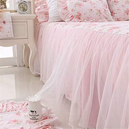 LELVA Romantic Rose Bedding Duvet Cover Set with Skirt