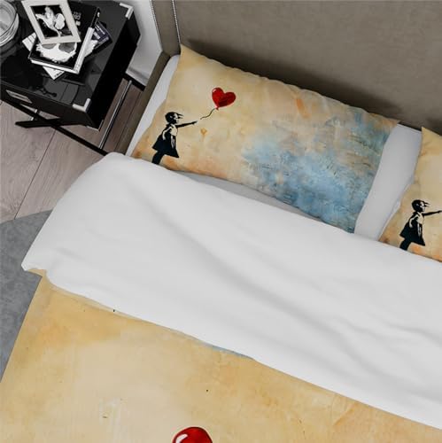 HOBBOY Kids Duvet Cover Set with Red Balloon Pattern