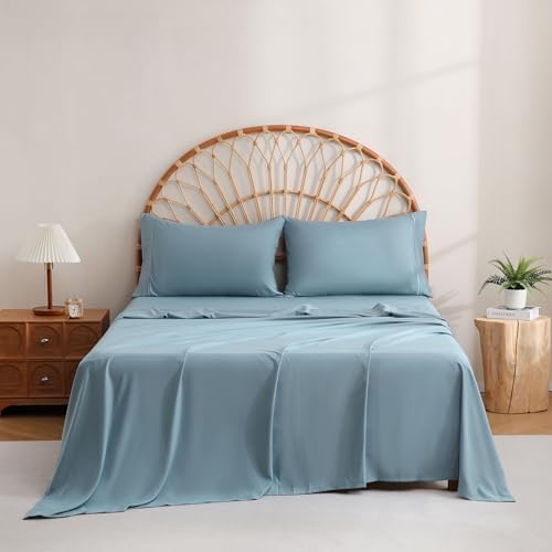 JSD Blue Twin Sheet Set with Side Pocket Corner Straps