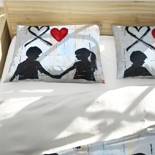 Cute Kids Duvet Cover Set with Hand Holding Pattern 3pc