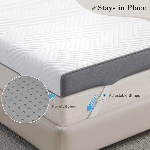 EnHomee 3 Inch Queen Memory Foam Mattress Topper with Cooling Gel