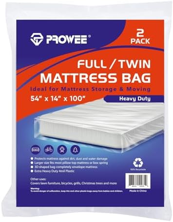 PROWEE 2 Pack Heavy Duty Mattress Bags for Moving and Storage