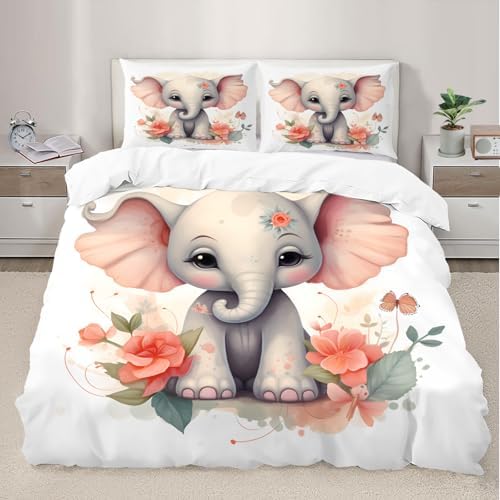 Kids Cute Elephant Duvet Cover Set