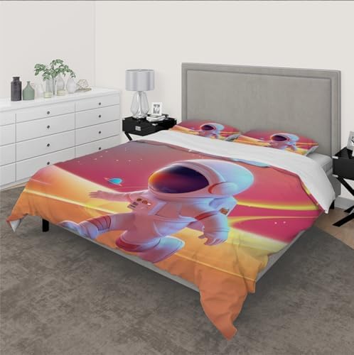 HOBBOY Bright Colors Astronaut Kids Duvet Cover Set