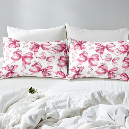 Feelyou Pink Bow Bowknot Sheet Set for Kids