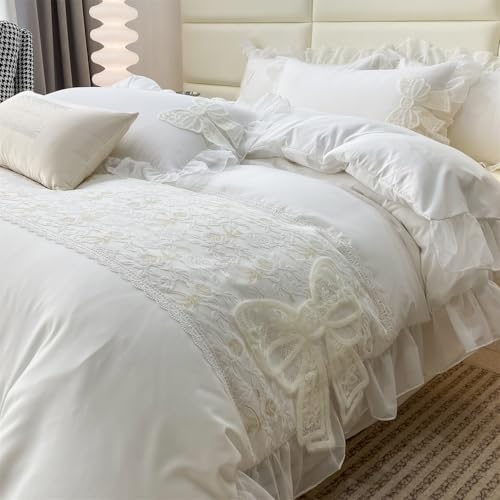 MOOWOO Pretty Bow Duvet Cover Set - Twin Size Zipper Closure