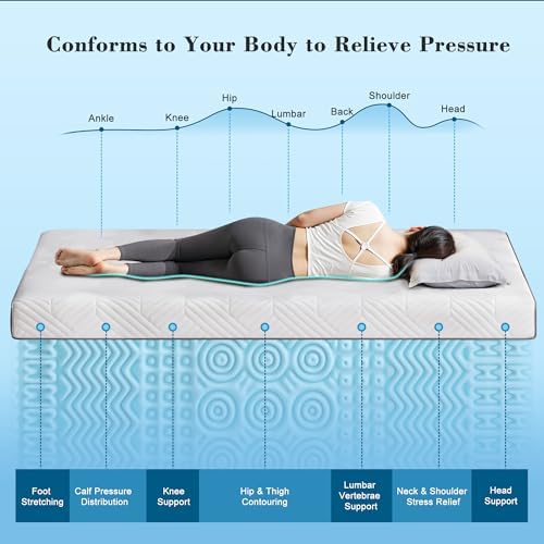 EnHomee 3 Inch Queen Memory Foam Mattress Topper with Cooling Gel