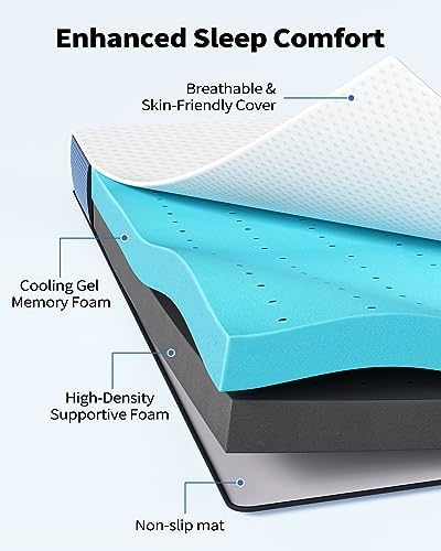 PERLECARE 3 Inch Memory Foam Mattress Topper for Back Pain Relief
