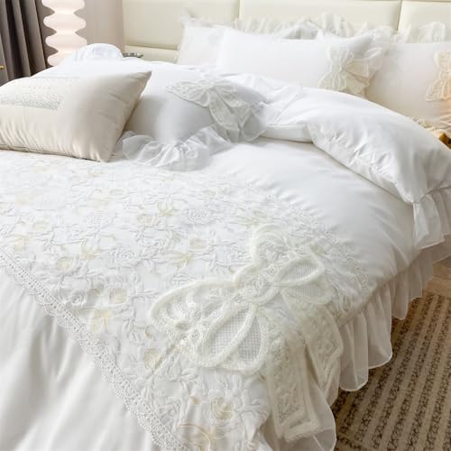 MOOWOO Pretty Bow Duvet Cover Set - Twin Size Zipper Closure