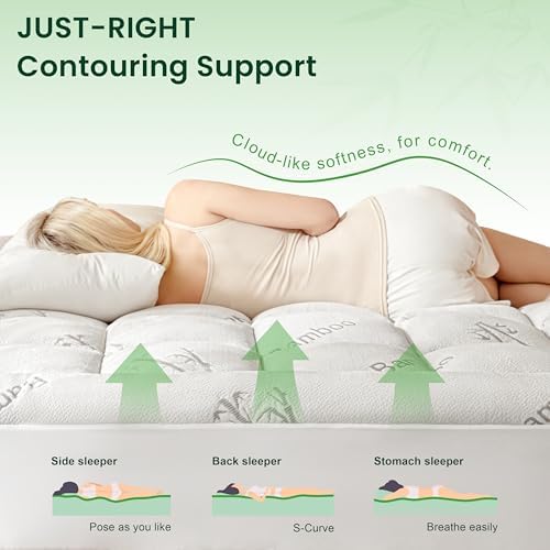 Loves Cabin Queen Mattress Topper Breathable 900 GSM Bamboo Rayon Pad