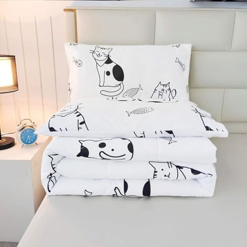 SDY 3PCS Queen Size Cat Comforter Set with Pillowcases 1