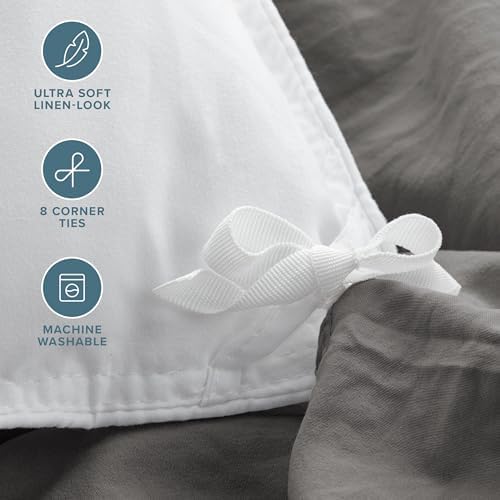 Bare Home Ultra Soft Microfiber Duvet Cover Set with Pillow Sham Grey Twin